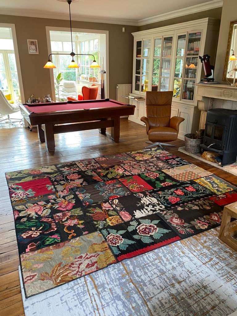 Vitage rozenkelim patchwork vloerkleed tapijt kelim, Huis en Inrichting, Stoffering | Tapijten en Vloerkleden, Ophalen, Gebruikt