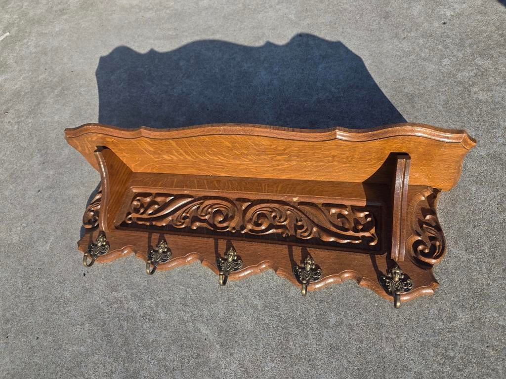 Porte-manteau en bois avec étagère — Vintage/Antique Sti, Enlèvement ou Envoi, Moins de 100 cm, Portemanteau mural, Comme neuf