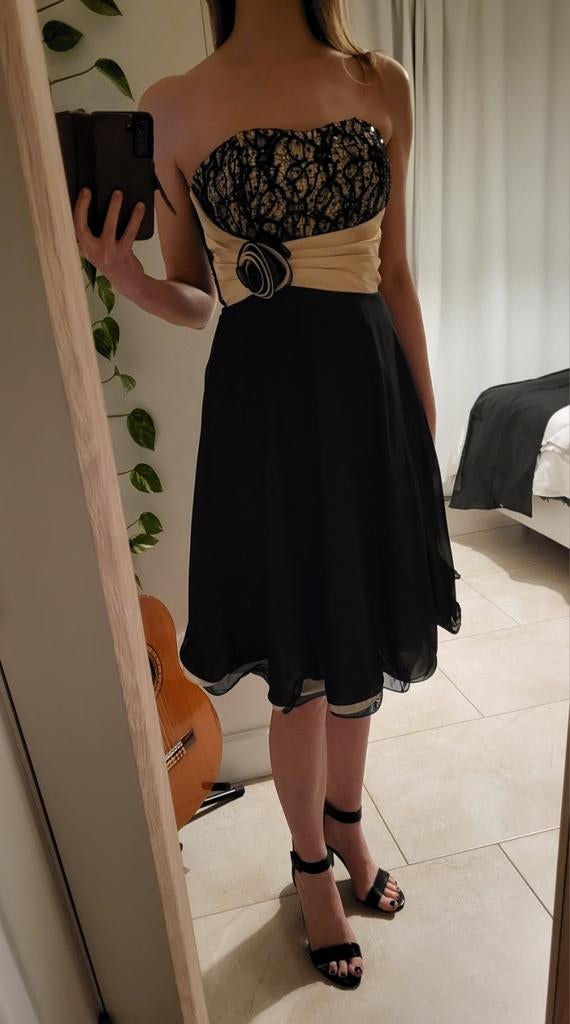 Jurk zwart met goud bruidsmeisje maat 36, Kleding | Dames, Ophalen, Maat 36 (S), Zwart