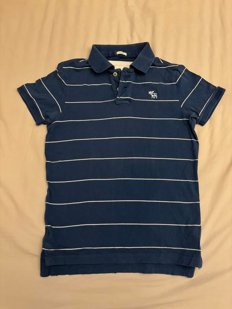 Abercrombie poloshirt met blauwe en witte strepen - Maat M, Ophalen of Verzenden, Zo goed als nieuw, Maat 48/50 (M), Blauw