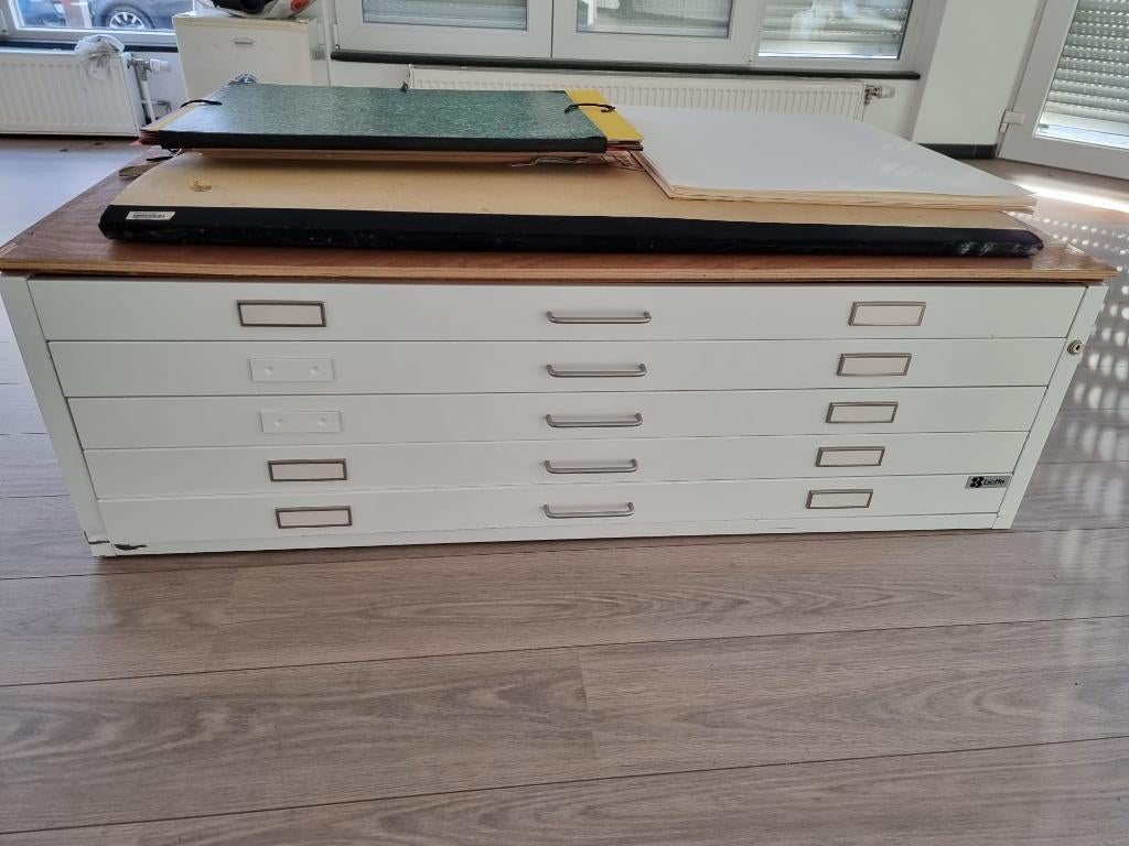 MEUBLE A PLAN (BIEFFE)   D'ACIER HORISONTALE -5 TIROIRS, Enlèvement, Utilisé