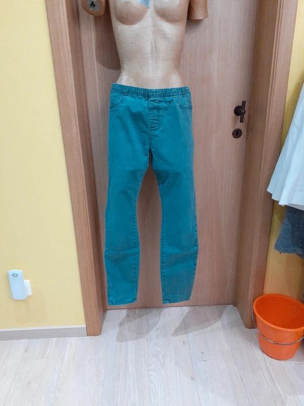 C&A groen/grijze broek met elastische taille — maat L/40, Kleding | Dames, Broeken en Pantalons, Gedragen, Maat 42/44 (L), Grijs