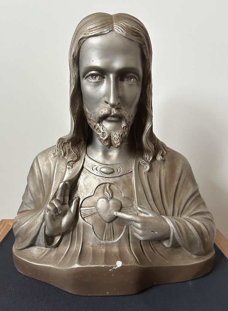 Mooie Buste Heilig Hart - 38,50cm - Gips, Ophalen of Verzenden