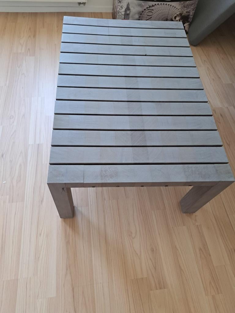 Massief afrormosiahout salontafel, Ophalen, 100 tot 150 cm, 50 tot 100 cm, Zo goed als nieuw
