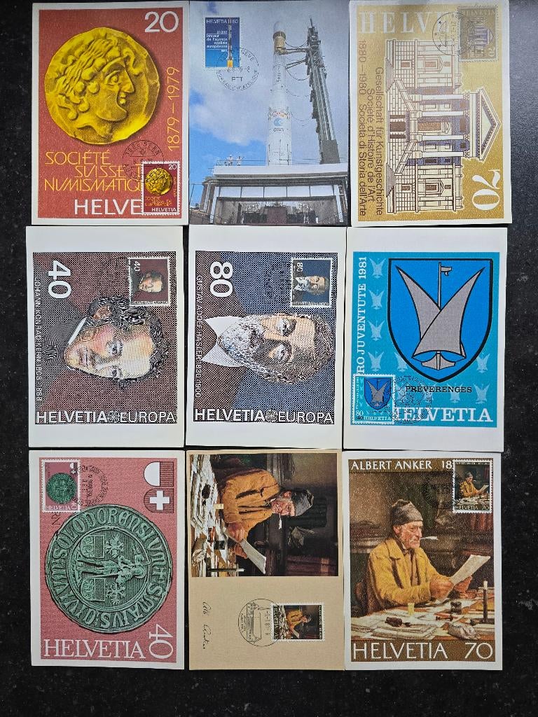 Zwitserland 25 maxikaarten + 4 kaarten nieuwjaar PTT, Postzegels en Munten, Ophalen of Verzenden, Gestempeld