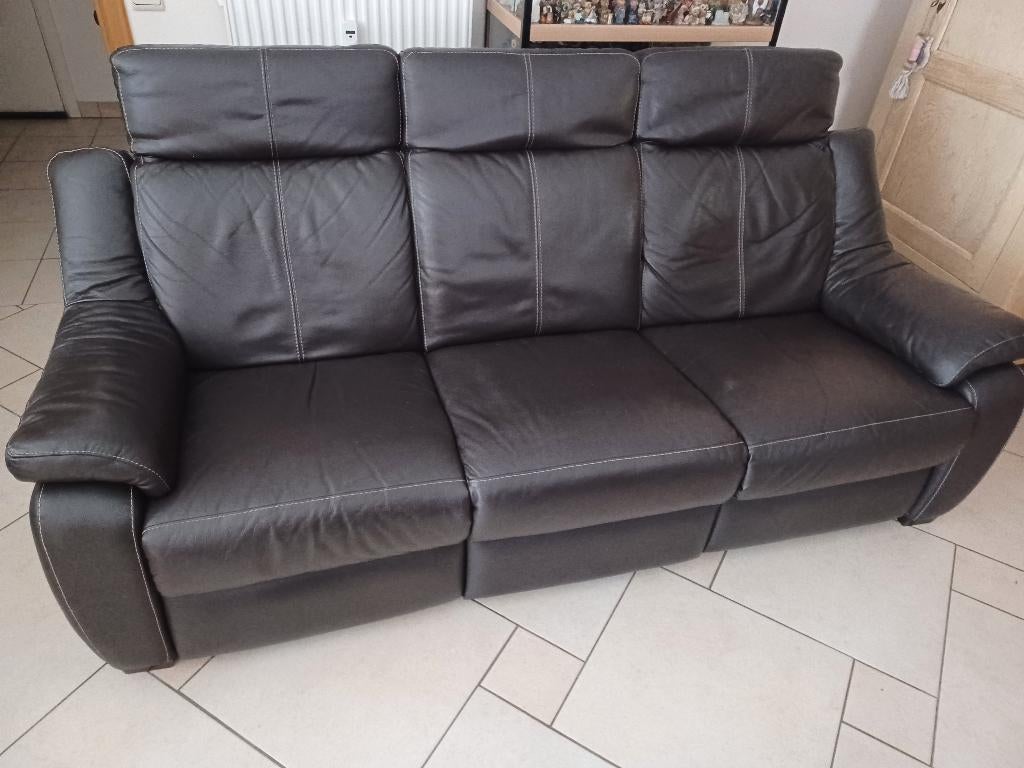 canapé, Maison & Meubles, Canapés | Salons, Utilisé, Banc droit, Trois personnes, 200 à 250 cm, 75 à 100 cm, Cuir, Enlèvement
