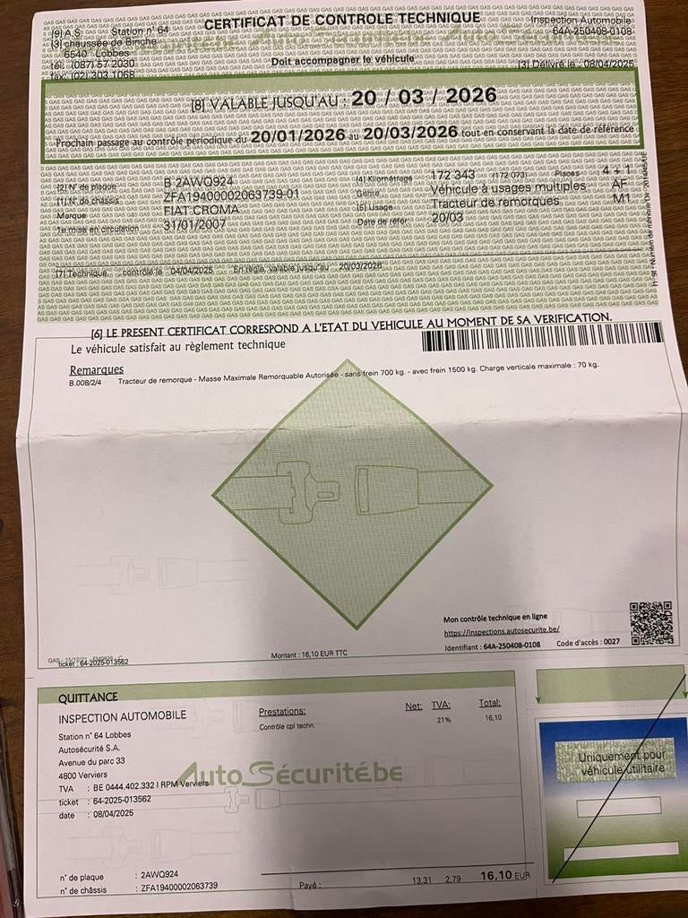 Fiat croma diesel, Autos, Achat, Boîte manuelle, 5 portes, Particulier