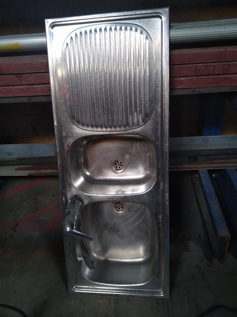 spoelbak inox met ééngreepsmengkraan, Doe-het-zelf en Bouw, Ophalen, Gebruikt, Inox, Overige typen