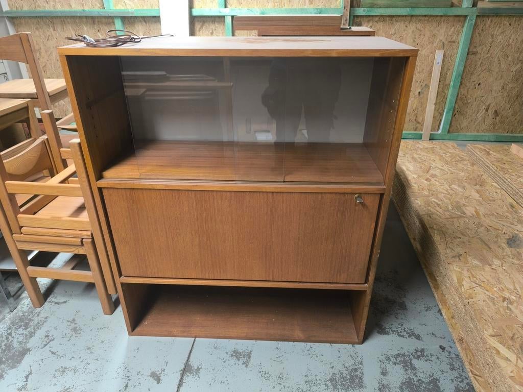 Vintage MDK vitrinekast / barkast – teak look – jaren 60/70, Ophalen