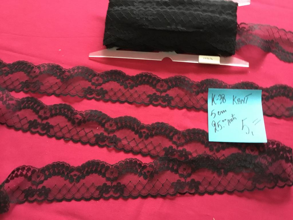 Kant zwart 5 cm breed K-38, haspel van 25 meter voor 5,00, Hobby en Vrije tijd, Naaien en Fournituren, Ophalen of Verzenden, Nieuw