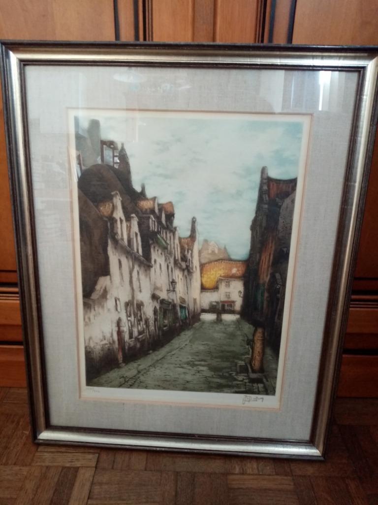 Lithographie par le peintre Belge Jef Codron 1960s  54/43cm, Antiquités & Art, Art | Lithographies & Sérigraphies, Enlèvement