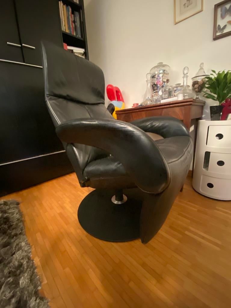 Jori zetel in zwart leder, Enlèvement, Utilisé, Cuir, 50 à 75 cm