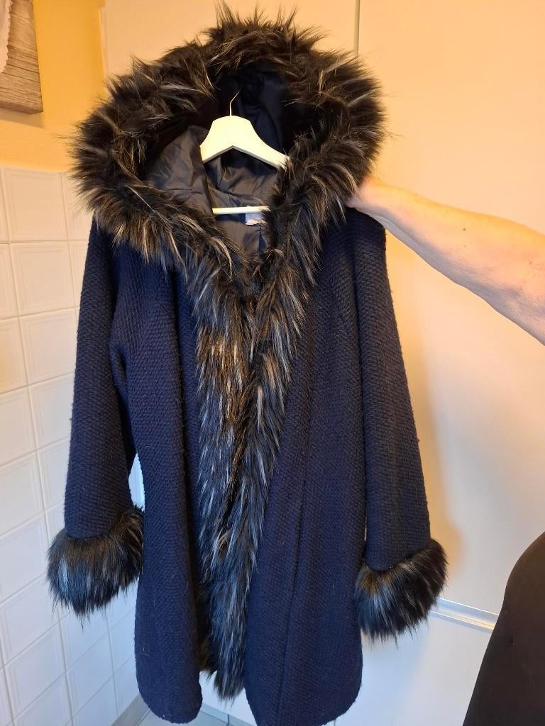 Blauwe pelsmantel (imitatie) Nieuw, Kleding | Dames, Blauw, Maat 46/48 (XL) of groter, Nieuw, Ophalen of Verzenden
