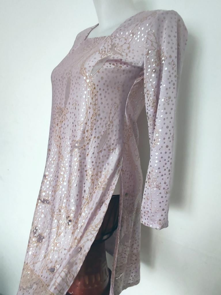 Tunique longue, robe kurta, rose poudré satinée brillante, Enlèvement ou Envoi, Rose