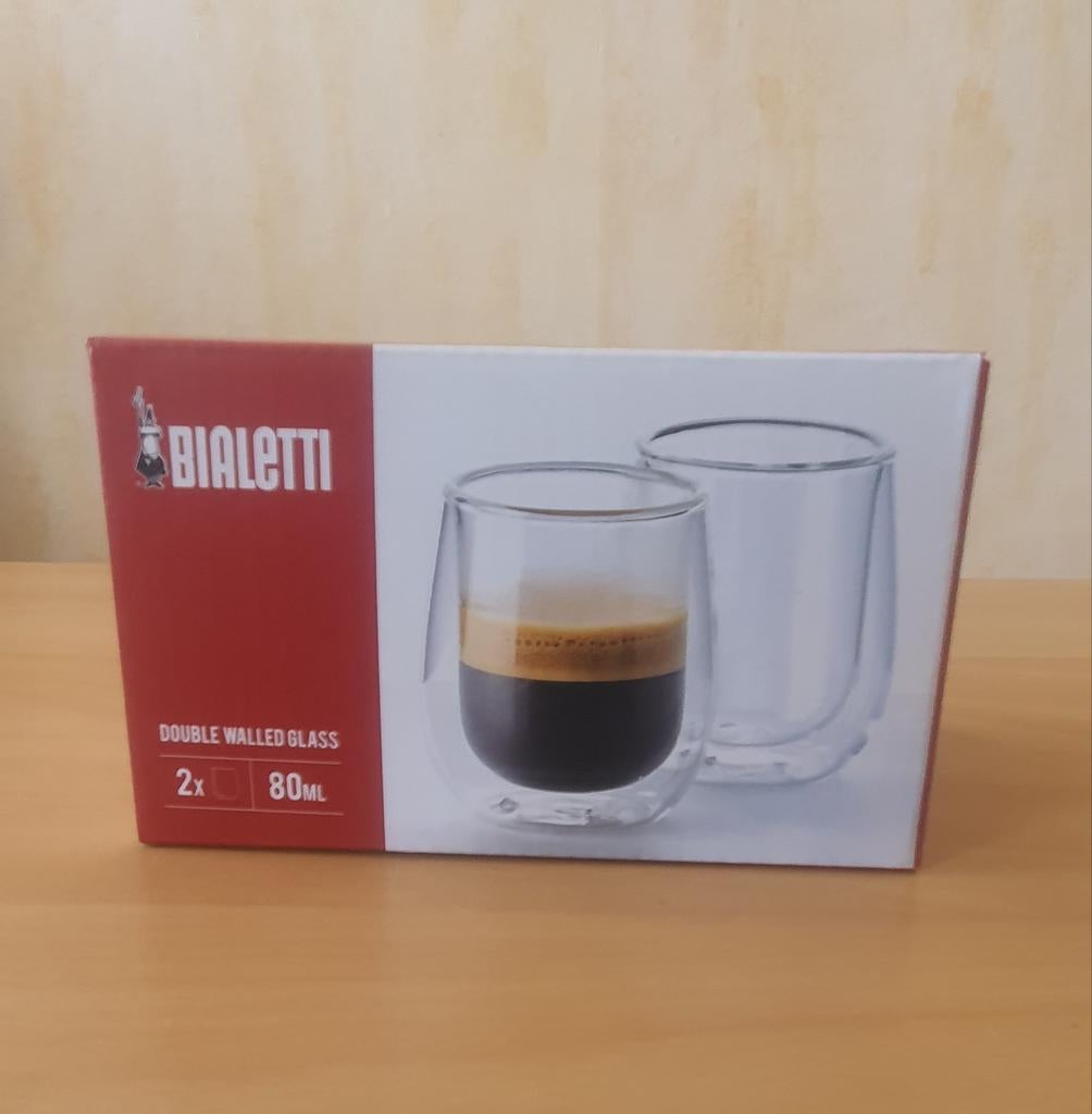 Bialetti 2X 80ml Espresso/Doppio kopjes met dubbele bodem, Ophalen of Verzenden, Nieuw