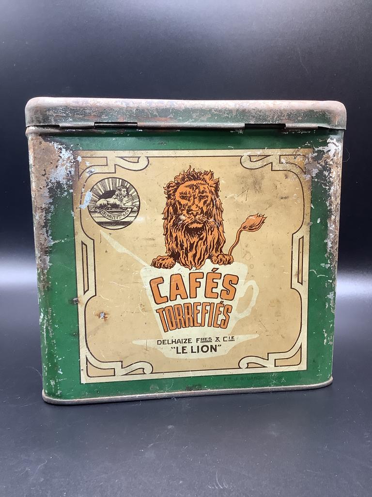 Boite café Delhaize Le Lion, Collections, Boîte en métal, Enlèvement ou Envoi, Comme neuf, Café