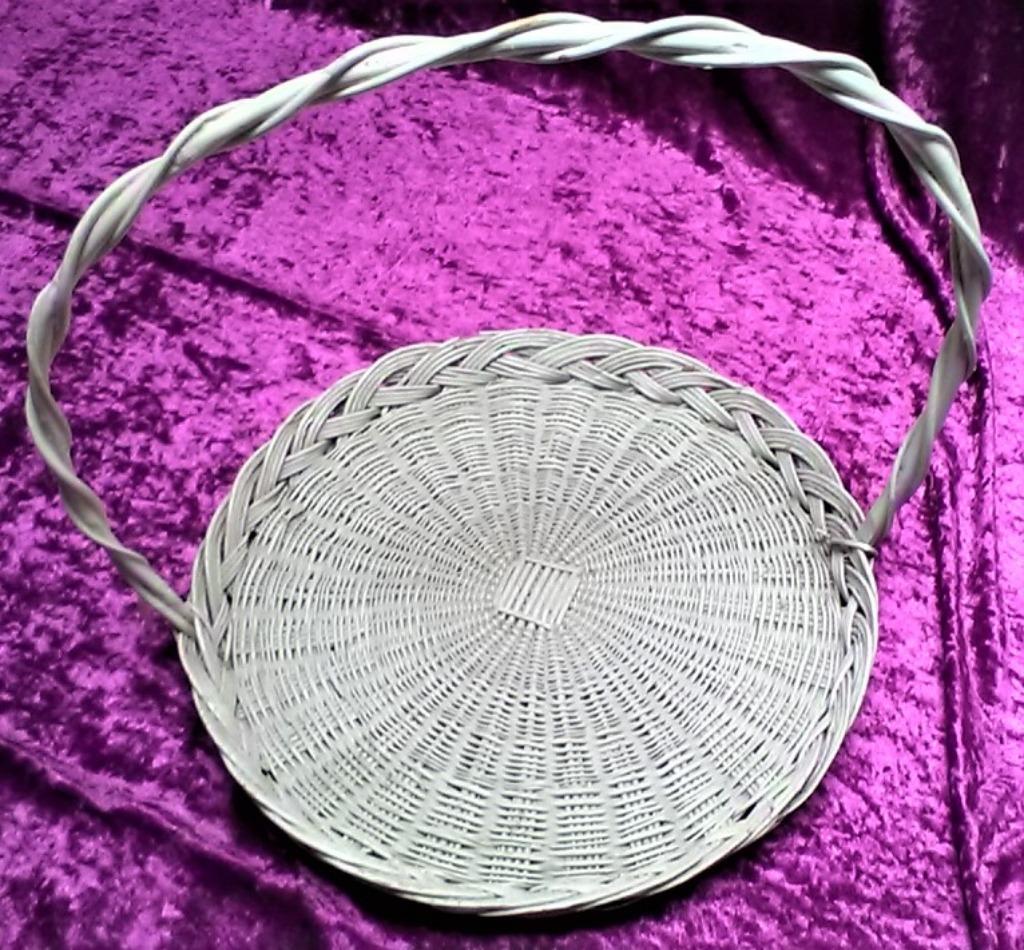 Presentatie mand rond voor doopsuiker - witte kleur, Osier, Rond, Enlèvement, Panier