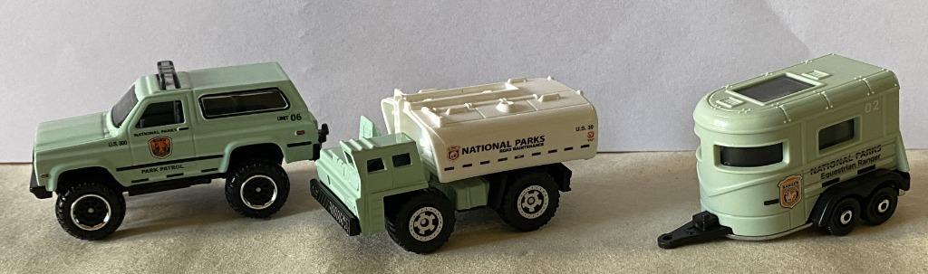 Matchbox: Park Patrol Chevy Blazer + Pony trailer + Water tr, Ophalen of Verzenden, Zo goed als nieuw, Overige typen