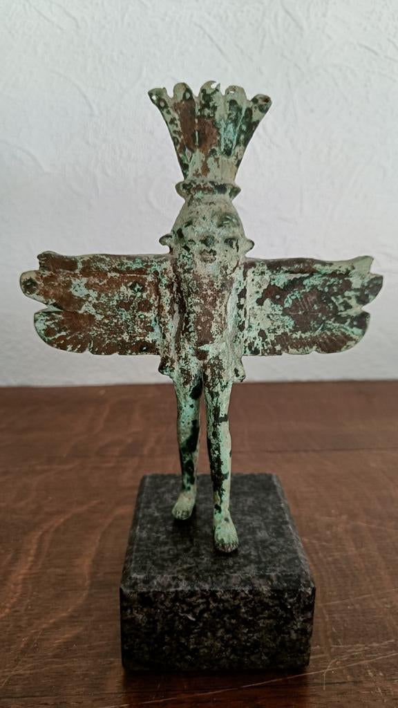 Bronzen vintage Egyptisch beeldje Heka God, Ophalen of Verzenden