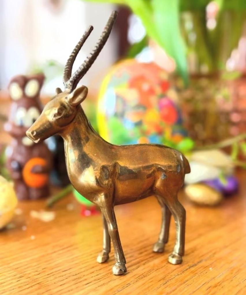 Messing antiloop, springbok, Antiek en Kunst, Ophalen of Verzenden, Koper