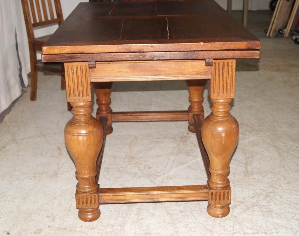 antieke eettafel in eik 120x77 H 77 + verlengbaar tot 210, Antiek en Kunst, Antiek | Meubels | Tafels, Ophalen