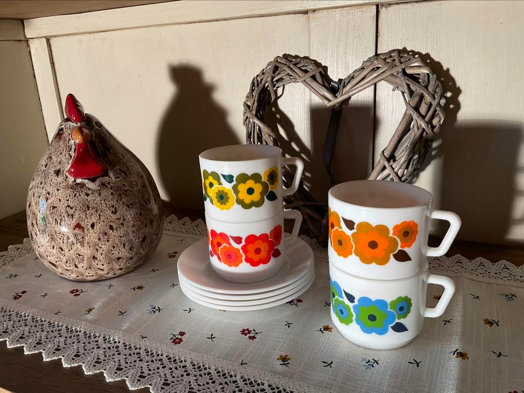 Arcopal Lotus - Setje Theetassen, Huis en Inrichting, Keuken | Servies, Ophalen of Verzenden, Zo goed als nieuw