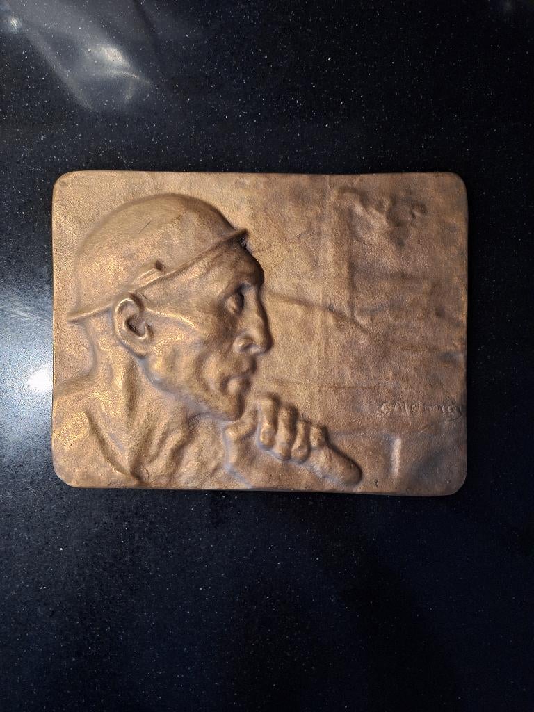 Plaque en bronze Constantin Meunier, Antiquités & Art, Antiquités | Bronze & Cuivre, Bronze, Enlèvement ou Envoi