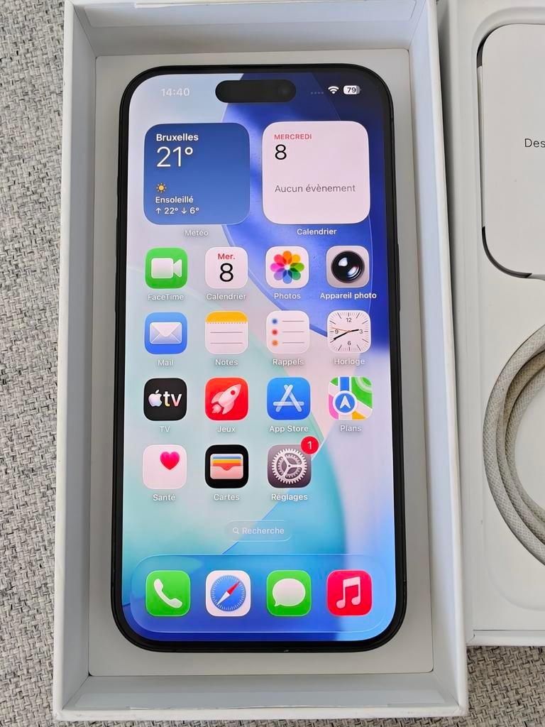 Apple iPhone 15 Pro - 256 Go - Noir, 256 GB, Enlèvement ou Envoi, Comme neuf, Sans abonnement