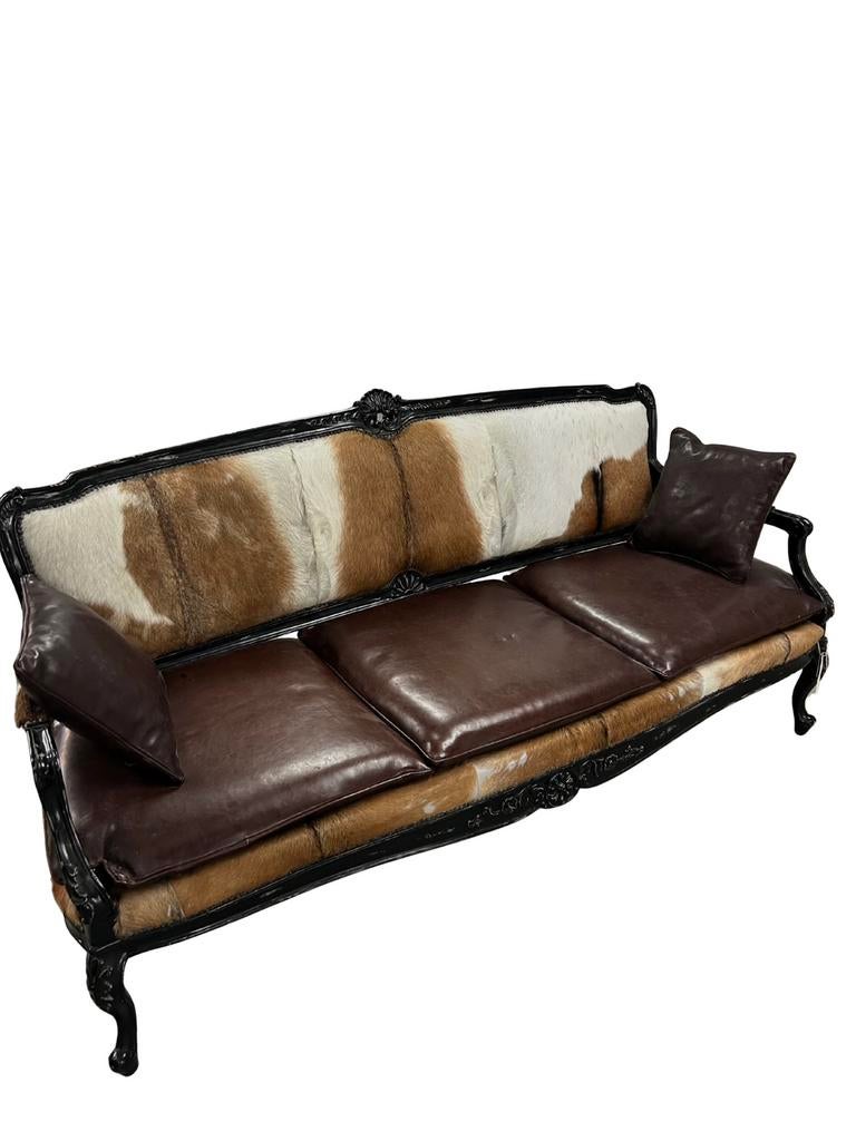 Fauteuil baroque style Louis XVI en peau de vache, Enlèvement, Utilisé