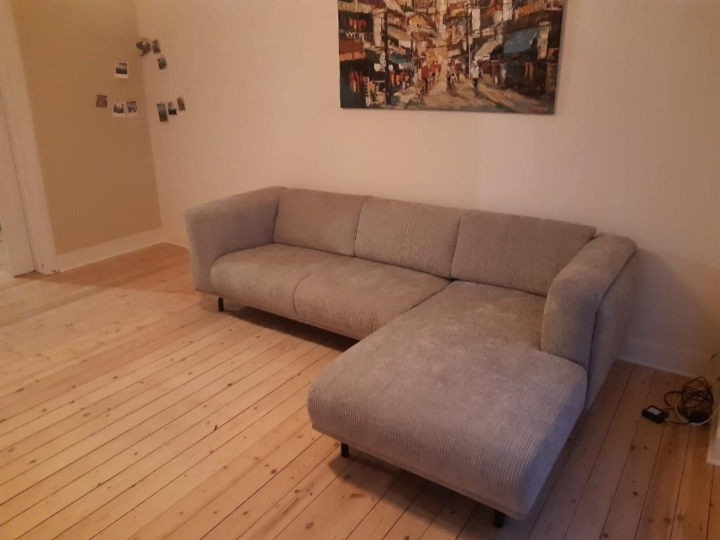 Canapé d'angle 3/4 places velours côtelé gris (Maisons du M), Banc d'angle, Quatre personnes ou plus, Comme neuf, Enlèvement