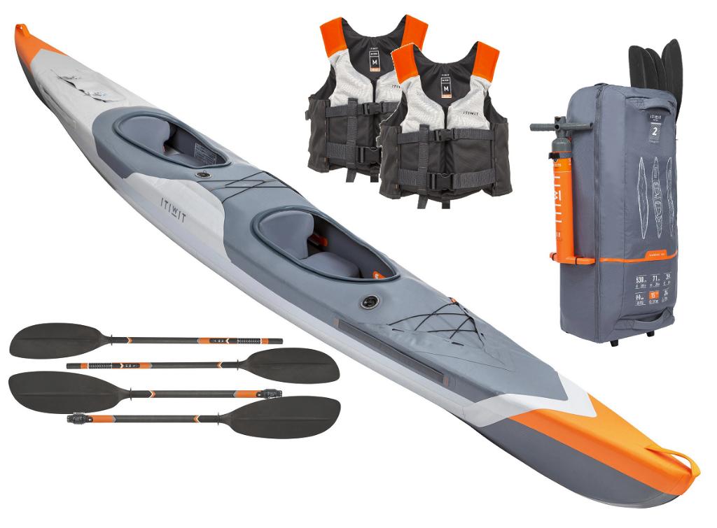 Itiwit Toerkajak Strenfit X500 dropstitch 2p uitrusting-Set, Ophalen, Opblaasbaar, Zo goed als nieuw, 2-persoons