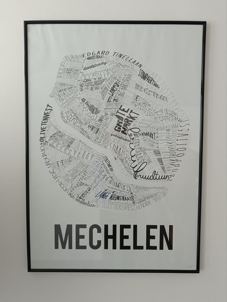 Poster 'Mechelen' met kader, Verzamelen, Ophalen