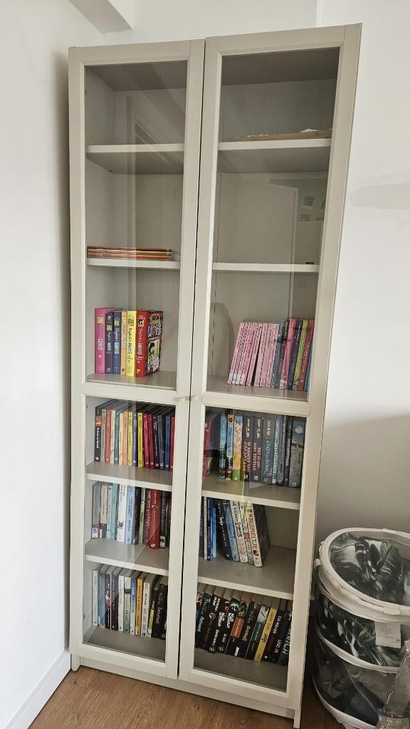Billy boekenkast met vitrinedeuren, Huis en Inrichting, Kasten | Boekenkasten, Ophalen, Met deur(en), 200 cm of meer, 50 tot 100 cm