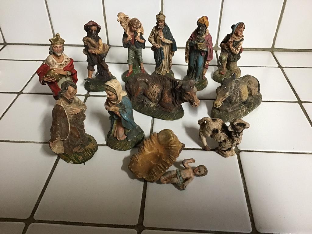 Ancien groupe de Noël italien, crèche, figurines de Noël, Enlèvement ou Envoi, Utilisé