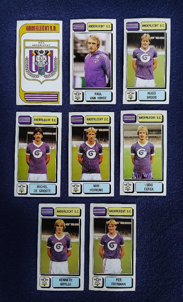8 versch. Panini stickers voetbal ' FB 1983 - Anderlecht ', Enlèvement ou Envoi, Neuf, Plusieurs autocollants