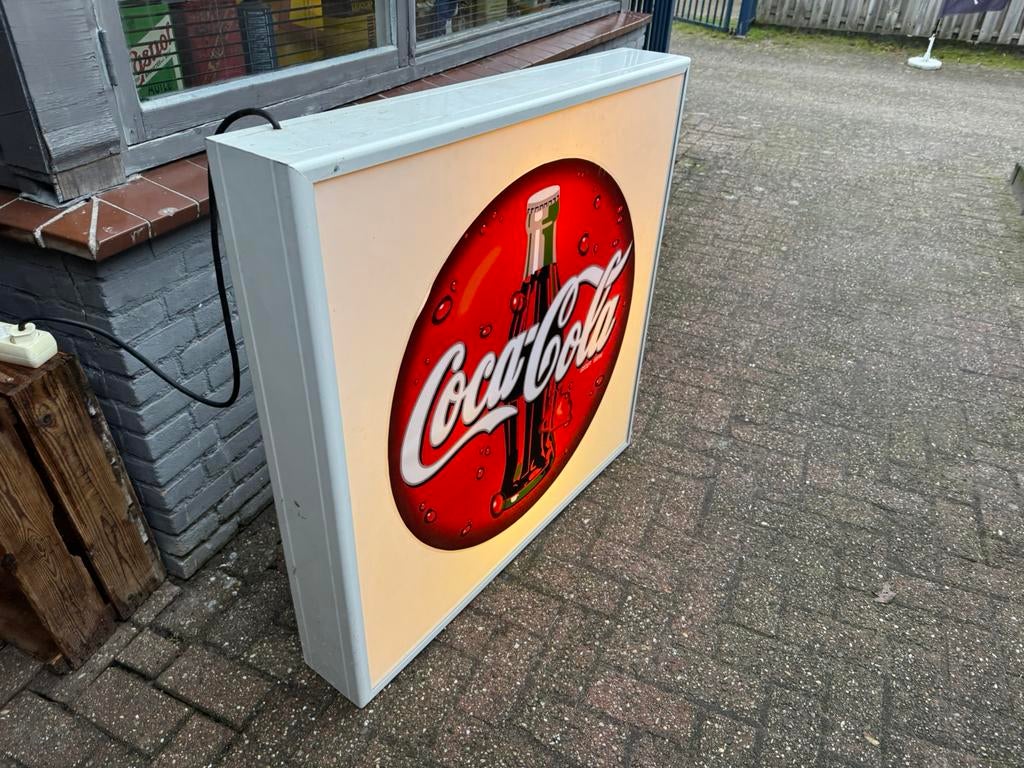 Grote Coca-Cola reclame lichtbak 100 CM, Verzamelen, Ophalen, Gebruikt, Lichtbak of (neon) lamp