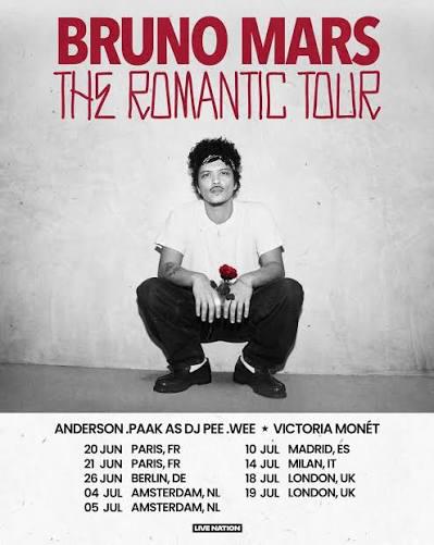 Bruno Mars 2 billets Paris 18/06 Stationnement, Tickets & Billets, Deux personnes, Juin