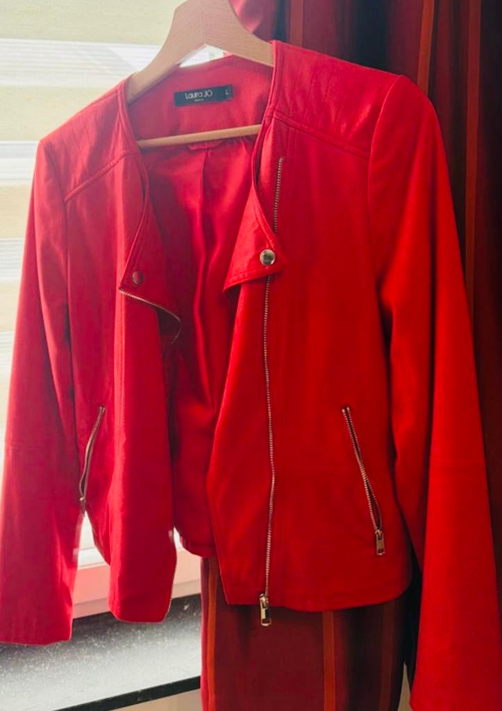 Veste Perfecto LAURA JO Rouge – Effet Cuir – Taille L, Ophalen of Verzenden, Zo goed als nieuw, Rood