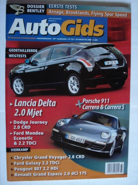AutoGids 752 Bentley/Lancia Delta/Porsche 911/Dodge Journey, Envoi, Comme neuf, Général