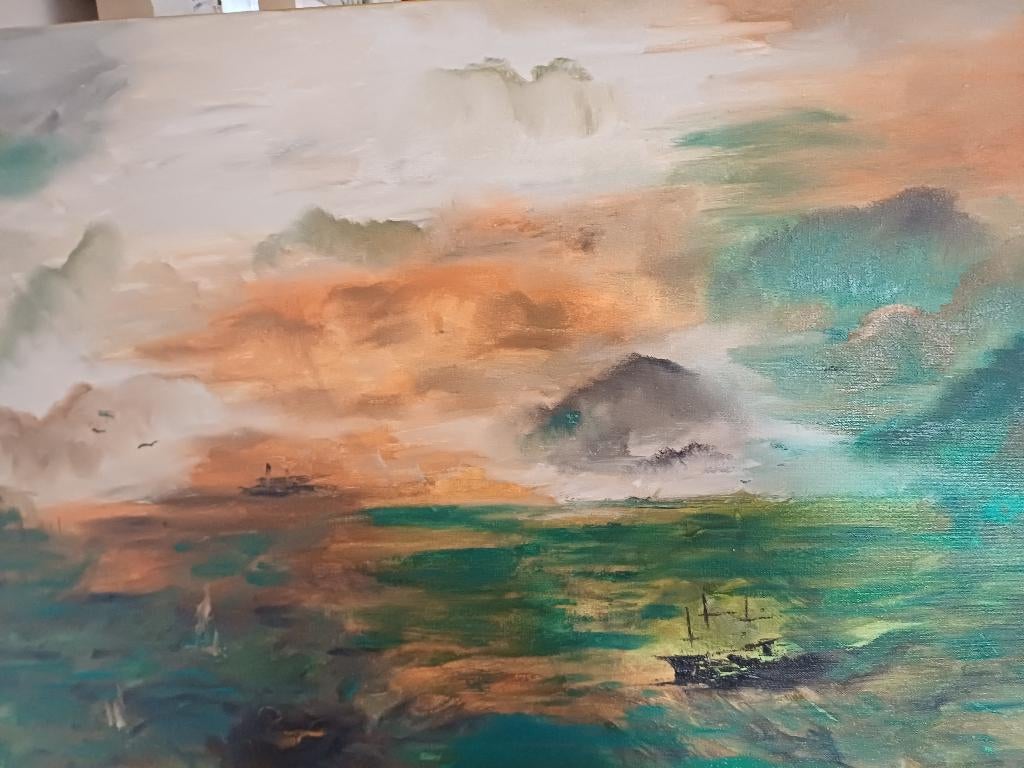 Schilderij olieverf paletmes op doek, nieuw., Antiek en Kunst, Ophalen