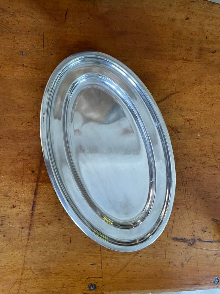 Wiskemann - bol en métalargenté 38 x 24 cm - fabricant belge, Enlèvement ou Envoi