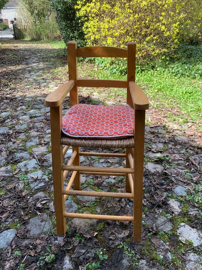 Ancienne chaise haute enfant, assise en paille., Enfants & Bébés, Enlèvement, Utilisé, Chaise de table