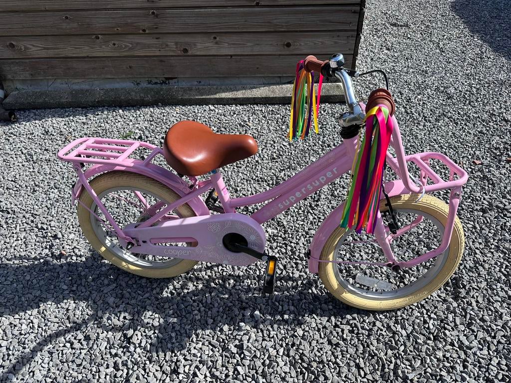 SUPERSUPER COOPER BAMBOO 16 ROZE, Fietsen en Brommers, Fietsen | Kinderfietsjes, Ophalen, Zo goed als nieuw