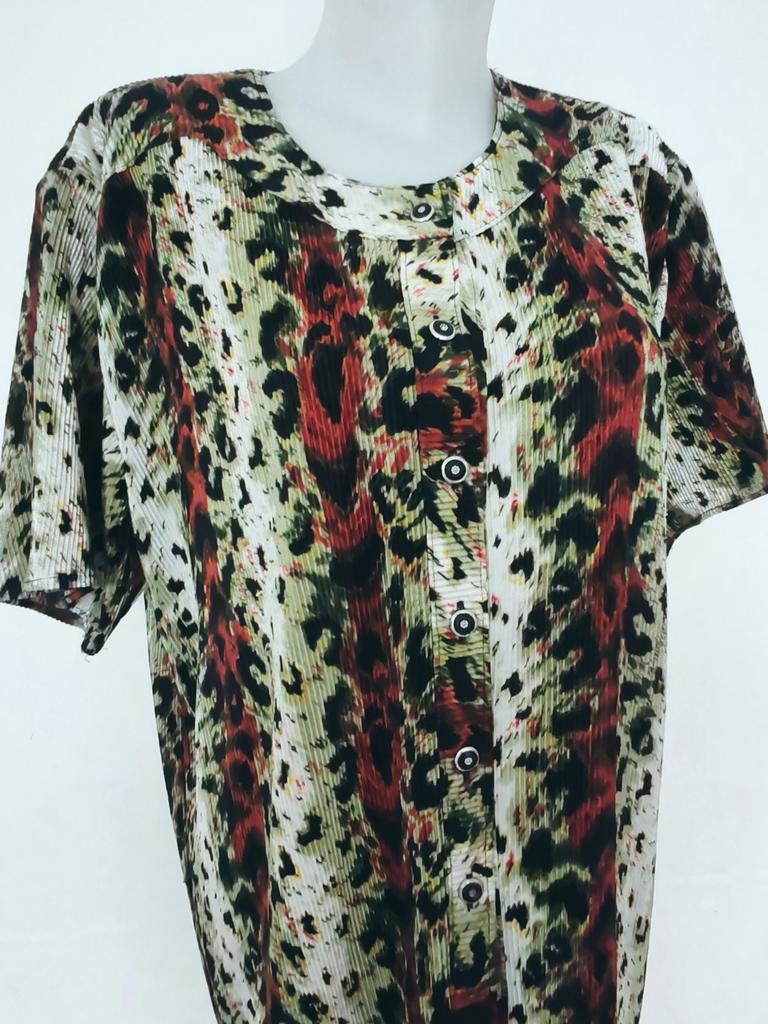 XXL kleurrijke top met luipaardprint in Issey Miyake-stijl, Ophalen of Verzenden, Rood
