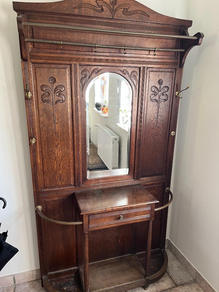 Porte-manteaux en bois avec miroir, Enlèvement, Utilisé, 200 cm ou plus, Bois