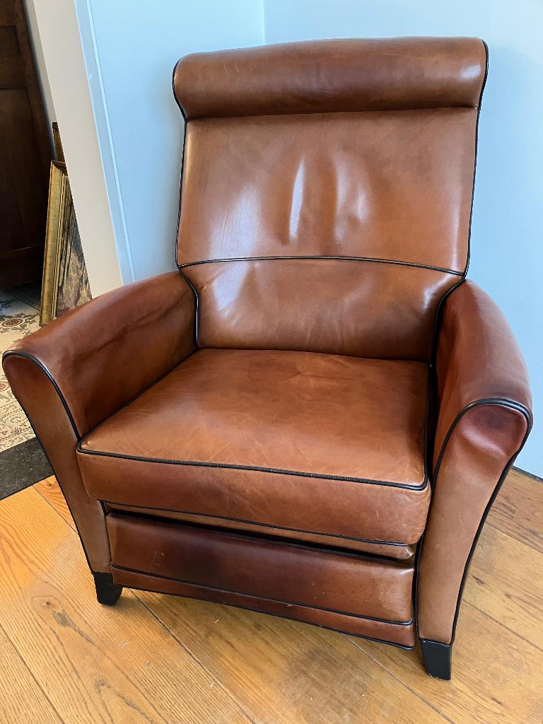 GEDELUX vintage clubzetel, Huis en Inrichting, Fauteuils, Gebruikt, Hout, Leer, Ophalen