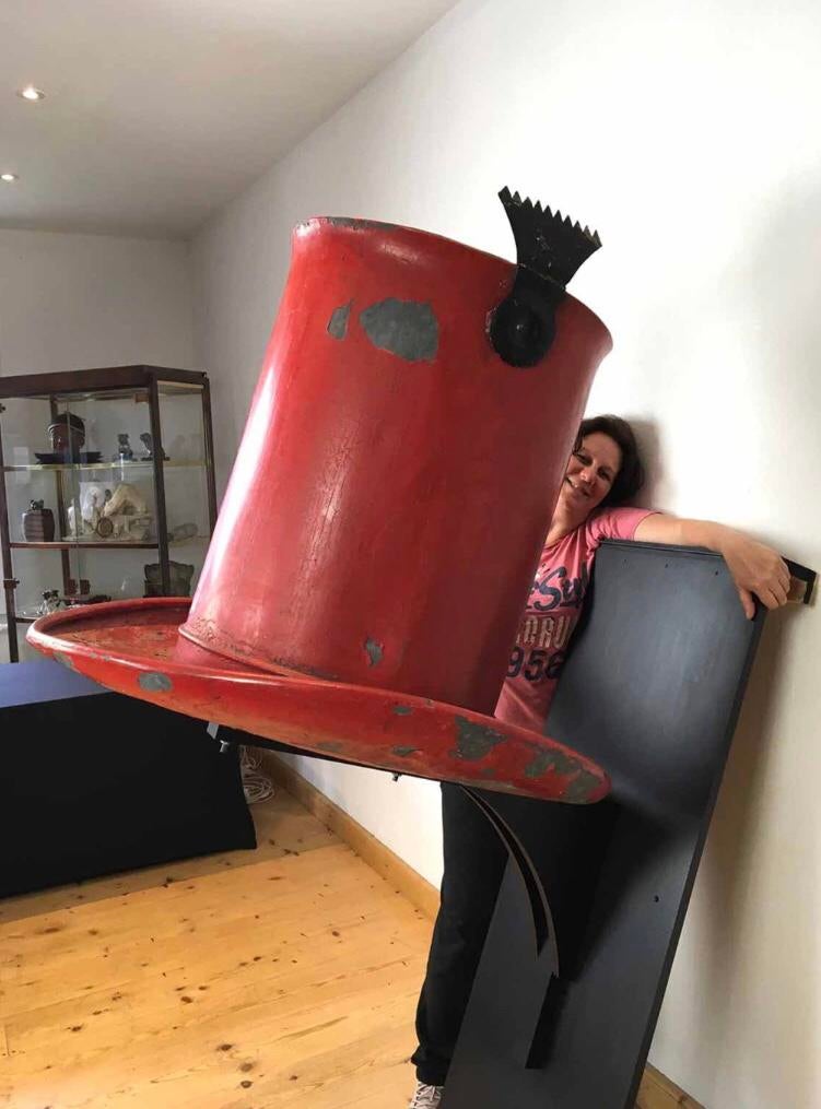 XL Antieke Gevelreclame in Zink van Hoedenmaker, Ophalen