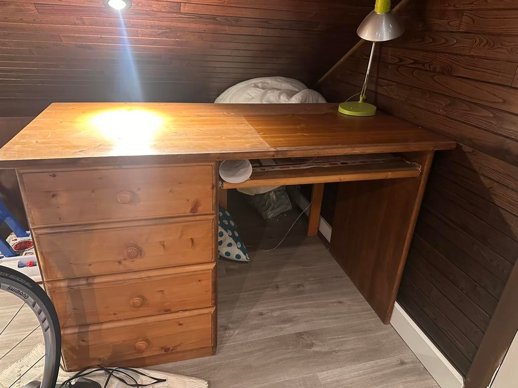 Grenen bureau, Huis en Inrichting, Bureaus, Ophalen, Gebruikt