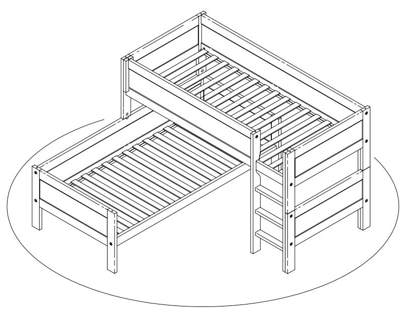 Stapelbed, Kinderen en Baby's, Kinderkamer | Bedden, Ophalen, 85 tot 100 cm, Zo goed als nieuw, 180 cm of meer