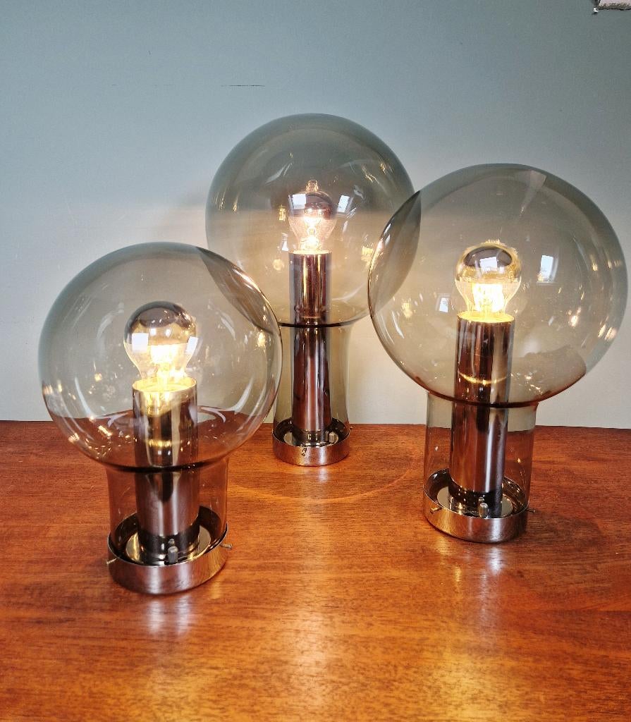 Trio de plafonniers en verre fumé, RAAK, 1960, Antiquités & Art, Enlèvement ou Envoi